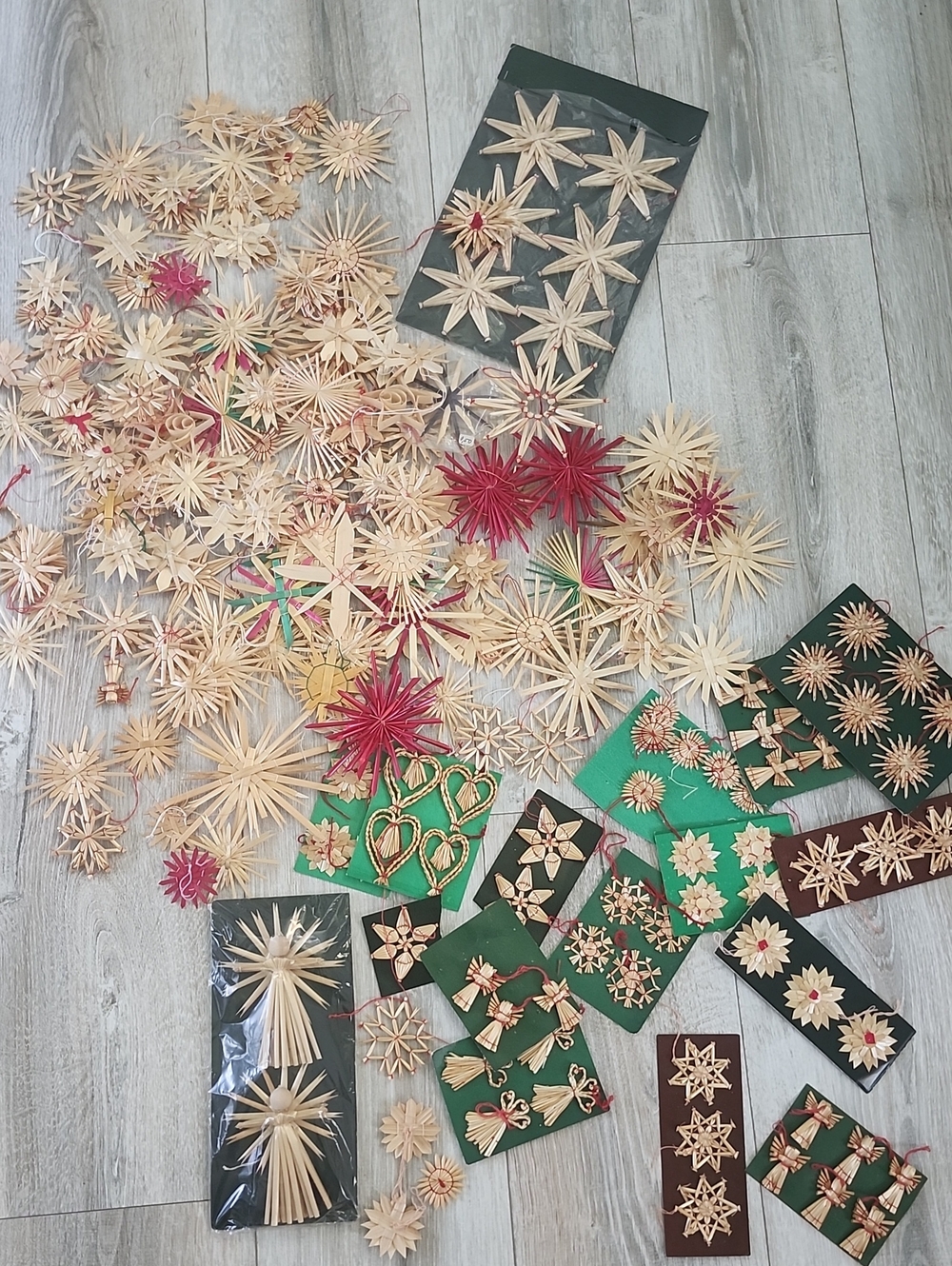 Huge Lot Of German Vintage Straw Ornaments